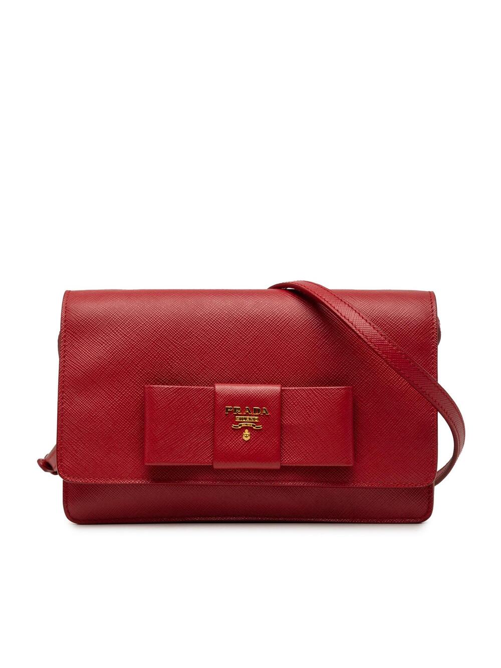Prada Saffiano Lux Bow Wallet On Strap #329744P64B